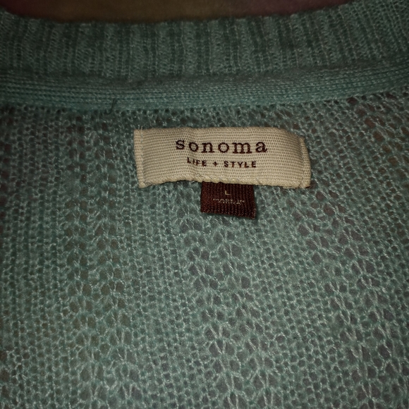 Large Sonoma Robin's Egg Blue Knitted Button Up Sweater 💙 - Picture 4 of 6